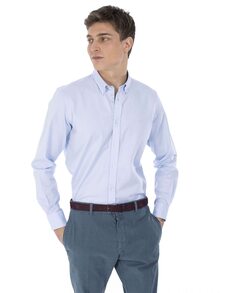 Однотонная мужская оксфордская рубашка стандартного кроя голубого цвета Harmont&amp;Blaine, светло-синий Harmont&Blaine