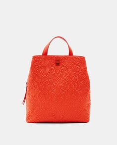Небольшой оранжевый рюкзак с геометрическим рельефом Desigual, оранжевый