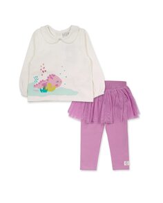 Комплект для девочки из футболки, леггинсов и юбочки из тюля Tuc tuc, розовый