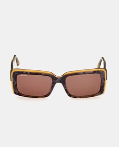 Прямоугольные солнцезащитные очки из ацетата цвета гавана с контрастными дужками MAX&amp;Co., коричневый
