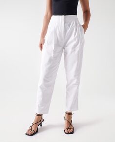 Женские прямые льняные брюки с завышенной талией Salsa Jeans, белый