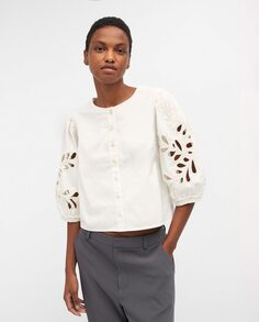 Женская рубашка с вырезанными французскими рукавами Object, белый