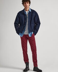 Узкие бордовые мужские брюки чинос Pepe Jeans, бордо