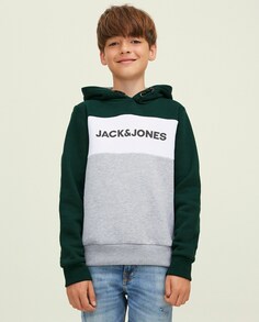 Толстовка с капюшоном для мальчика с логотипом Jack &amp; Jones, зеленый