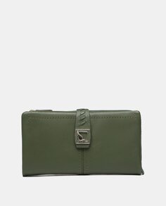 Большой кожаный кошелек зеленого цвета с металлическим логотипом Abbacino, зеленый