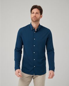 Однотонная мужская рубашка классического кроя синего цвета Sepiia, синий
