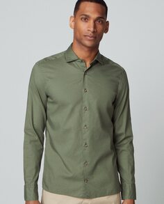 Однотонная узкая мужская рубашка зеленого цвета Hackett, зеленый