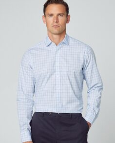 Классическая мужская рубашка с голубым клетчатым принтом Hackett, светло-синий