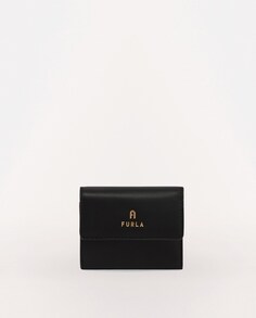 Маленький черный кожаный кошелек с клапаном Furla, черный