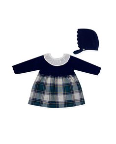 Комплект из платья и капюшона для девочки темно-синего цвета BABIDÚ, темно-синий