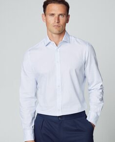 Узкая мужская рубашка с принтом в голубую полоску Hackett, светло-синий