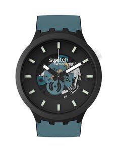 Часы для ночного путешествия с черным силиконовым ремешком Swatch, черный