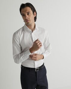 Однотонная белая тонкая мужская рубашка Florentino, белый