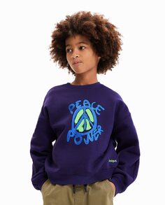 Толстовка оверсайз Boy&apos;s Peace Desigual, темно-синий