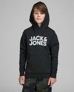 Черная толстовка с капюшоном для мальчика Jack &amp; Jones, черный