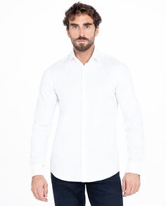 Мужская узкая рубашка из твила, не требующая особого ухода, из хлопка Calvin Klein, белый