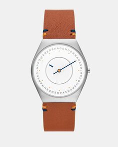 Grenen Solar Halo SKW6872 Коричневые кожаные мужские часы Skagen, коричневый