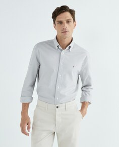 Мужская рубашка стандартного кроя с длинными рукавами и микропринтом Tommy Hilfiger, светло-серый