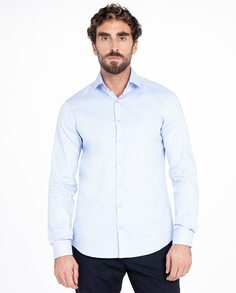 Мужская узкая рубашка из твила, не требующая особого ухода, из хлопка Calvin Klein, светло-синий