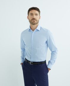 Мужская классическая рубашка обычного синего цвета в клетку Calvin Klein, светло-синий