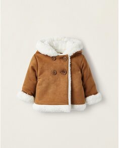 Двубортное пальто с капюшоном для мальчика Zippy, коричневый