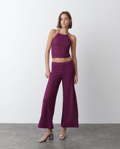 Женские расклешенные брюки вязки металлизированной нитью Brownie, фиолетовый