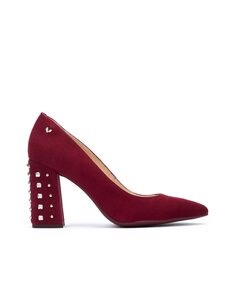 Женские замшевые туфли на квадратном каблуке бордового цвета Martinelli, гранатовый