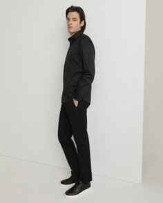 Черная гладкая приталенная мужская рубашка Florentino, черный