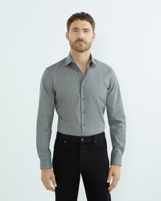 Мужская классическая рубашка в клетку черного цвета обычного цвета Calvin Klein, черный