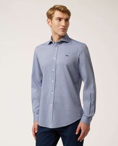 Узкая мужская рубашка с микропринтом голубого цвета Harmont&amp;Blaine, светло-синий Harmont&Blaine