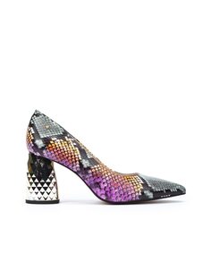Женские кожаные туфли на квадратном каблуке разноцветного цвета Martinelli, мультиколор
