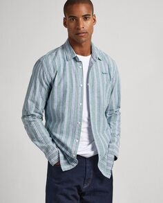 Обычная мужская оксфордская рубашка с разноцветным принтом в полоску Pepe Jeans, мультиколор