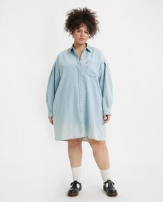 Джинсовое платье-рубашка больших размеров с длинными рукавами Levi&apos;s, синий Levis
