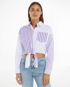Полосатая женская рубашка с цветными блоками Tommy Jeans, сиреневый