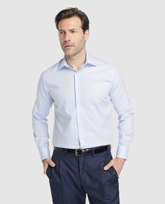 Классическая однотонная мужская рубашка Olimpo синего цвета Olimpo, светло-синий