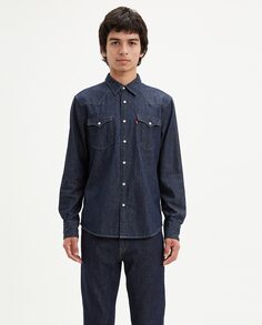 Однотонная мужская джинсовая рубашка обычного синего цвета Levi&apos;s, синий Levis