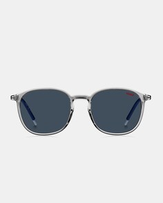 Прямоугольные мужские солнцезащитные очки синего цвета Hugo, серый