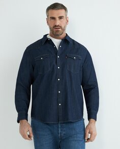 Мужская синяя джинсовая рубашка с длинными рукавами, большие размеры Levi&apos;s, темно-синий Levis