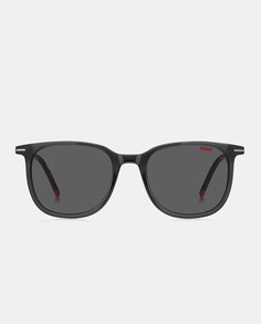 Прямоугольные мужские солнцезащитные очки из ацетата серого цвета Hugo, серый