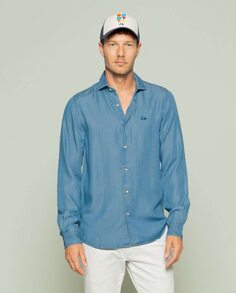 Однотонная мужская рубашка стандартного кроя синего цвета Scotta 1985