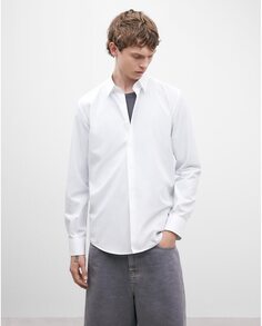Мужская рубашка стандартного кроя из 100% хлопкового поплина белого цвета Adolfo Dominguez, белый