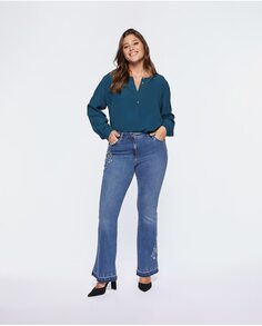 Женские джинсы-клеш с вышивкой стразами Fiorella Rubino, светло-синий