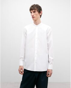 Мужская рубашка с воротником Mao из 100% органического хлопка белого цвета Adolfo Dominguez, белый