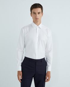 Мужская классическая рубашка классического кроя, 100% хлопок NON IRON с узором «елочка», классический воротник, смесовая манжета Rushmore, белый