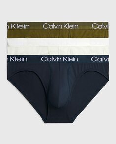 Набор из 3 мужских однотонных разноцветных трусов Calvin Klein, мультиколор