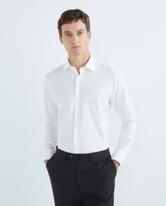 Мужская классическая рубашка стандартного кроя, 100% хлопок добби NON IRON, классический воротник, смешанные манжеты Rushmore, белый