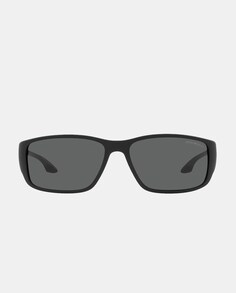 Черные мужские солнцезащитные очки прямоугольной формы Emporio Armani, черный