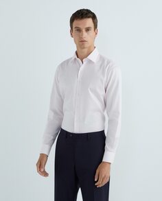 Мужская классическая рубашка классического кроя, 100% хлопковый сатин NON IRON розового цвета, классический воротник, смешанные манжеты Rushmore, розовый