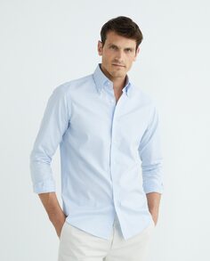 Классическая мужская рубашка в клетку с длинными рукавами Mirto, светло-синий