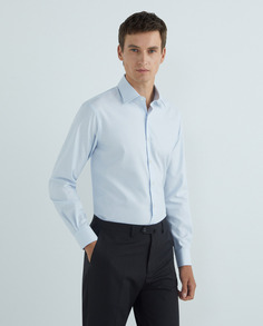 Мужская классическая рубашка классического кроя, 100% хлопковый твил NON IRON, классический воротник, смешанные манжеты Rushmore, светло-синий